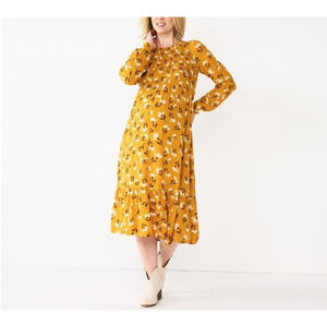 SONOMA Maternity Midi Dress Medium Mustard Yellow